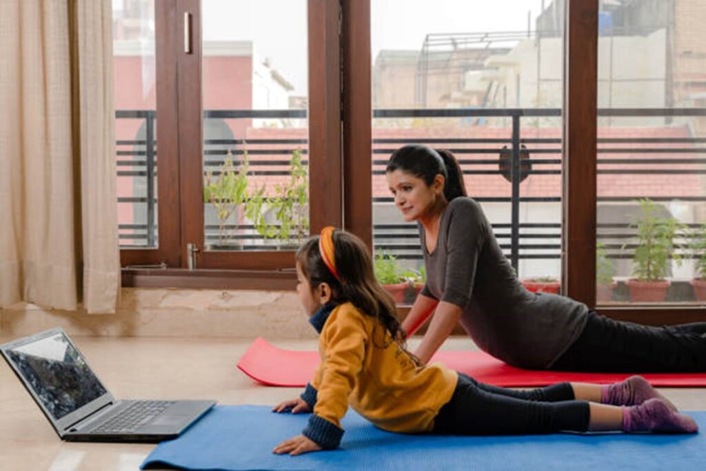 exercise with a toddler at home, kids with Yoga